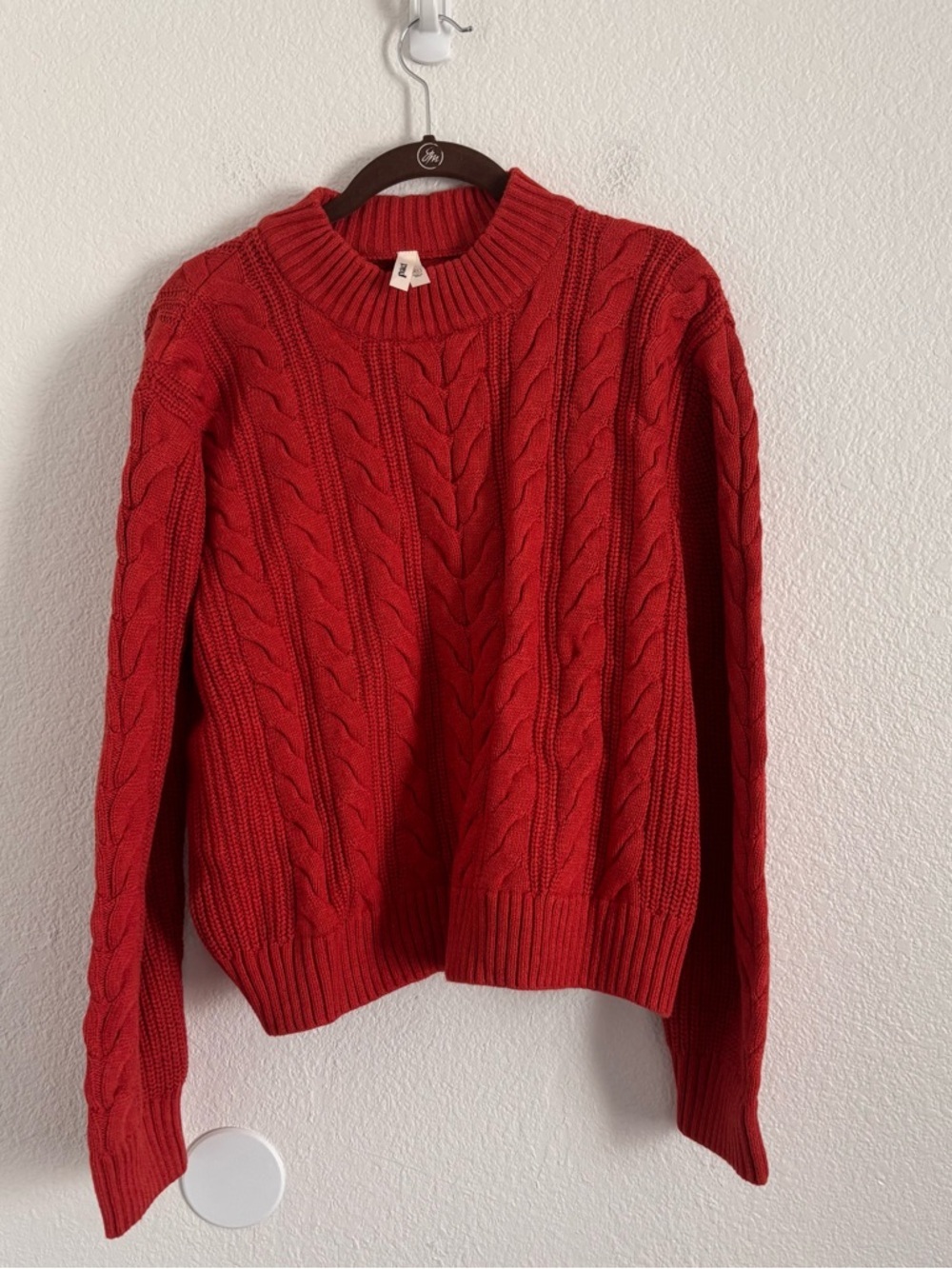 NWOT Pact Women's Size XL Red Organic Cotton Cable Knit Crew Sweater - Picture 2 of 5